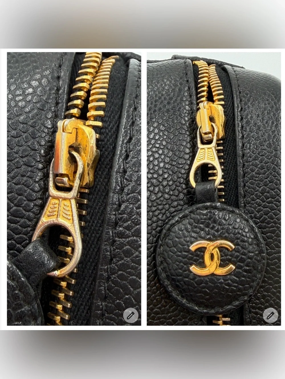 🖤CHANEL Black Caviar Leather CC Logo Vanity Case w/Dust Bag and Entrupy COA🖤 - Picture 12 of 16
